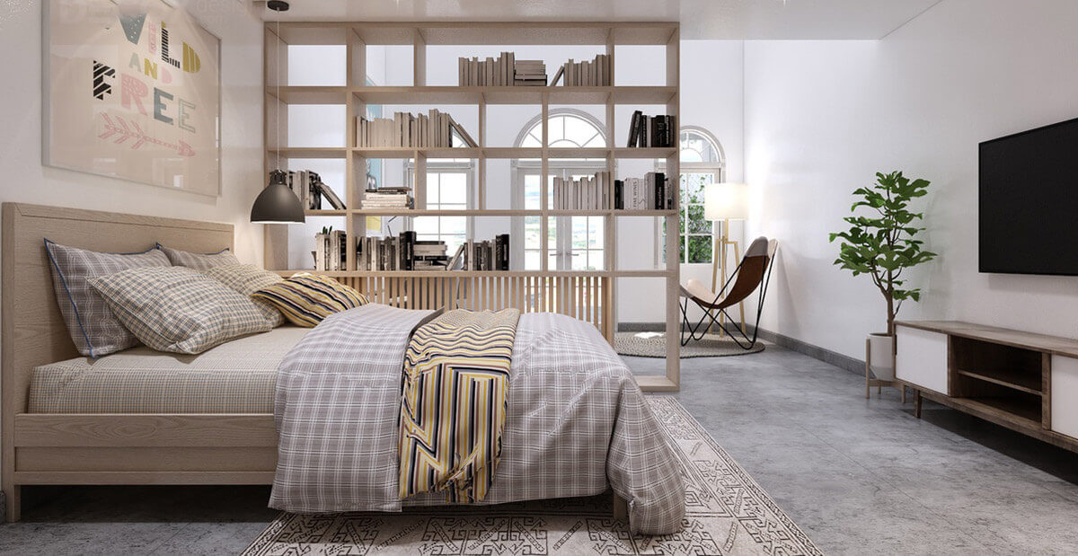 Cách chia phòng ngủ 2 đơn giản