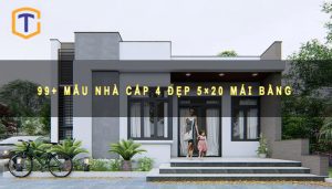 Mẫu nhà cấp 4 đẹp 5×20 mái bằng